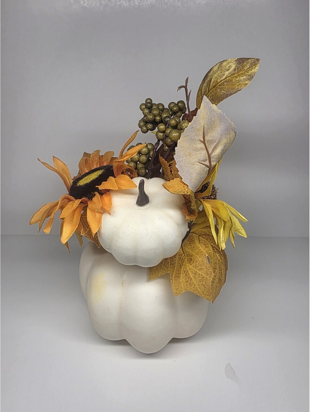 Fall Floral Pumpkin With Artificial Flowers Fall Holiday Home Centerpiece